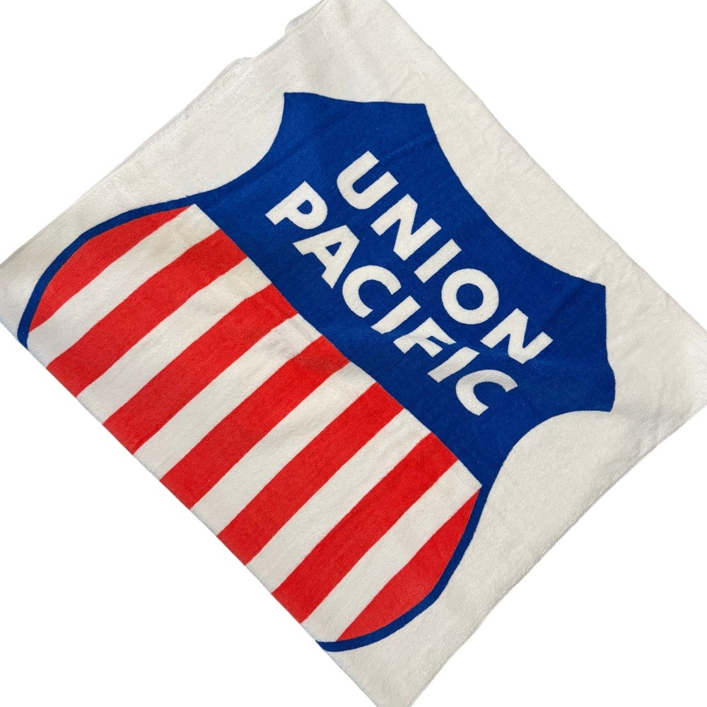 Vintage Union Pacific Railroad Train Terry Towel Unisex Made‎ In USA